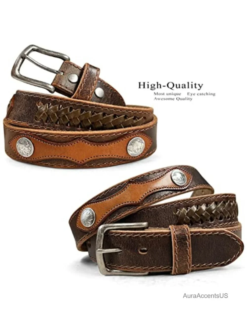 Western Cowboy Full Grain Leather Belt 1.5